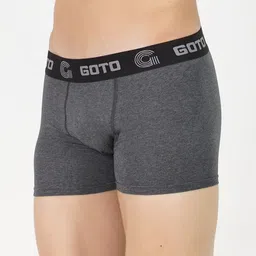 GOTO Mid-Rise Boxer-Style Briefs COTTON BLENDED LYCRA OUTER EA TRUNK DGRY image 4