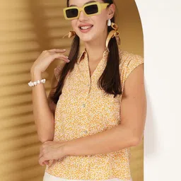 EVERYDAY by ANI Women Animal Printed Cap Sleeves Shirt Style Top-image-55