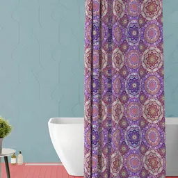 ArtzFolio Purple & Brown Floral Printed Waterproof Polyester Shower Curtain-image-84