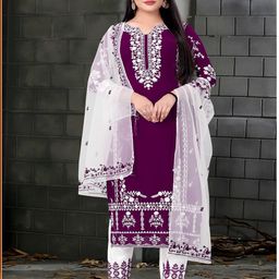 ZONFAB Embroidered Semi-Stitched Dress Material-image-38