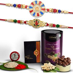 DeoDap 3 Pieces Unisex Beaded Rakhi Gift Set-image-91
