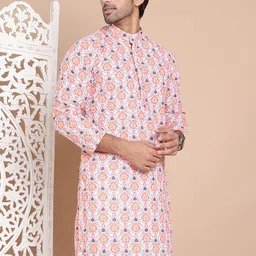 Jompers Men Floral Printed Chikankari Floral Kurta-picture-23