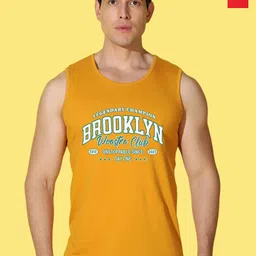 WOOSTRO Pack Of 2 Printed Pure Combed Cotton Gym VestsVWS26(RUN RED)(BKLN MUSTARD)-14