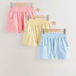 NEXT Girls Pack Of 3 Cotton Striped Shorts-picture-41