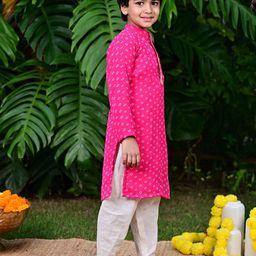 EthIndia Boys Bandhani Printed Regular Thread Work Kurta with Pyjamas image 2