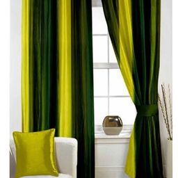 213 cm (7 ft) Polyester Semi Transparent Door Curtain (Pack Of 2) (Solid, Green, Yellow)-image-85