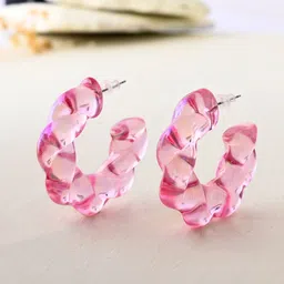 Voylla Quirky Twisted Chunky Half Hoop Earrings-image-14