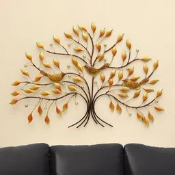 vedas W-Niya Gold-Toned & Brown Tree With Birds Wall Decor-30