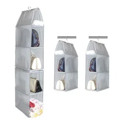prettykrafts Grey 4 Shelves Reusable Detachable Hanging Handbag Organisers-20