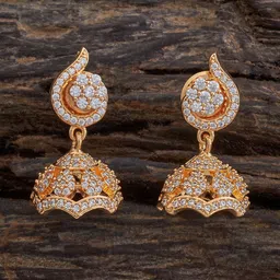 Kushal's Fashion Jewellery Gold Plated Cubic Zirconia Dome Shaped Jhumkas-23