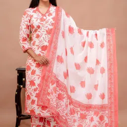 PARTHVI Women Printed Regular Thread Work Kurta with Palazzos & With Dupatta-picture-7