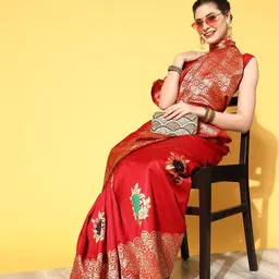 Anouk Rustic Ethnic Motifs Zari Banarasi Saree-5