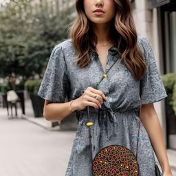 LADY QUINTON Geometric Self Design Structured Embroidered Sling Bag-image-32