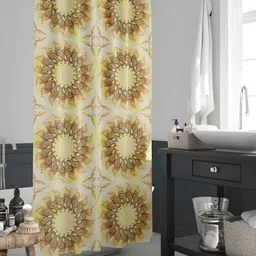 ArtzFolio White & Yellow Printed Waterproof Shower Curtains-picture-2
