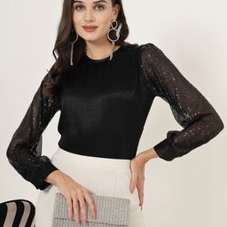 Style Quotient Bishop Sleeves Satin Top-picture-2