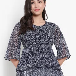Moda Rapido Georgette Printed Peplum Top-image-54