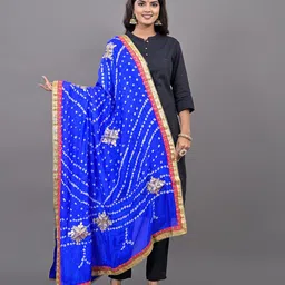 Apratim Printed Art Silk Bandhani Dupatta with Gotta Patti-image-33