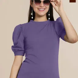 Mast & Harbour Solid Short Sleeves Regular Top-image-59