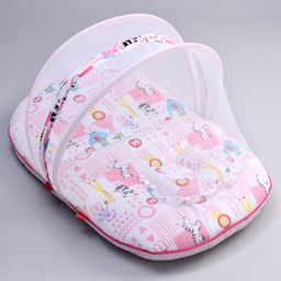 fisher price by nb Fisher Price Mattress With Mosquito Net & Pillow Animals Print - Pink image 5