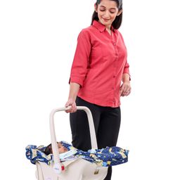 Babyhug Spring 5 in 1 Carry Cot Cum Rocker With Mosquito Net - Navy Blue image 5