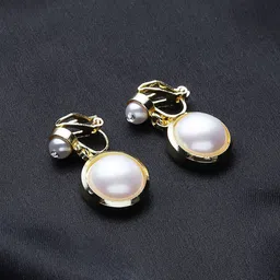 FirstBlush Gold-Plated Artificial Stones Studded Contemporary Non Pierced Drop Earrings-9
