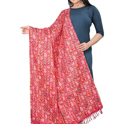 EBADAT Women Art Silk Pink Printed Dupatta-picture-18