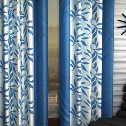 BELLA TRUE Blue & White 2 Pieces Floral Printed Door Curtains-image-99