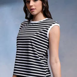 Basics By Tokyo Talkies Women Striped T-shirt-picture-16