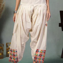 Moda Rapido Women Embroidered Phulkari Loose Fit Cotton Salwar-image-76