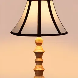 Devansh White & Black Printed Wooden Frustum Shaped Table Lamp-33