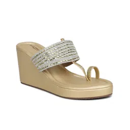 Shezone Women Embellished Wedge Sandals-23