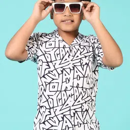 V-Mart Boys Cuban Collar Typography Printed Casual Shirt-14