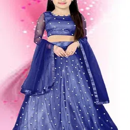 F Plus Fashion Girls Pink Net Semi-Stitched Lehenga Choli-image-97