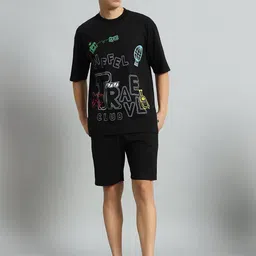 GRIFFEL Printed Oversized Fit Cotton T-Shirt With Shorts Co-Ords-image-18