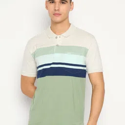 Duke Men Striped Polo Collar Cotton T-shirt-image-54