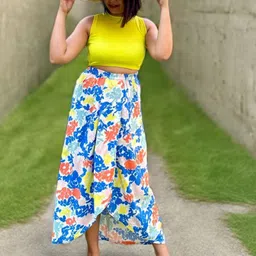 Label Tanvee Printed Flared Midi Skirt-image-51