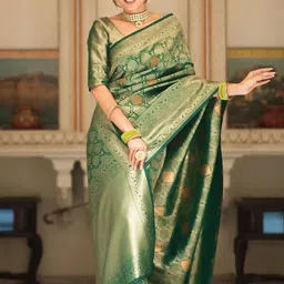 ZILVIRA Ethnic Motifs Woven Design Zari Banarasi Saree-picture-46
