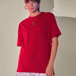 CORSICA Women Oversized Round Neck Cotton T-shirt-image-55