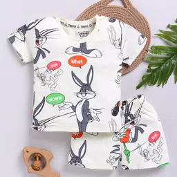 YK X Tinyo Infant Boys Looney Tunes Printed Pure Cotton T-shirt with Shorts-image-87