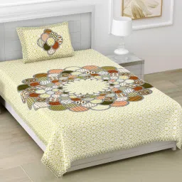 144 TC Cotton Single Jaipuri Prints Flat Bedsheet-image-12