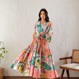 leriya fashion Women Empire Waist Multicolor Midi/Calf Length Dress-picture-34