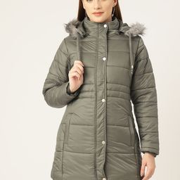Okane Faux Fur Trims Detailed Detachable Hood Longline Padded Jacket-17