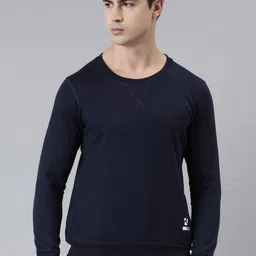 TOM BURG Men Navy Blue Solid Fleece Sweatshirt-image-94