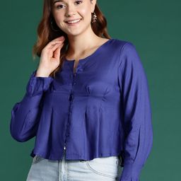 DressBerry Puff Sleeves Pleated Shirt Style Top-picture-19