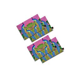 SEJ by Nisha Gupta Pink & Blue Set of 4 Printed Table Mats-1