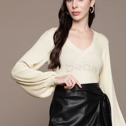 bebe Women Egret Season Staples Logo Embellished Pullover-image-34