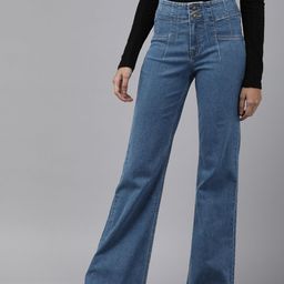 Roadster Fast and Furious Women Blue Flared High-Rise Stretchable Jeans-22