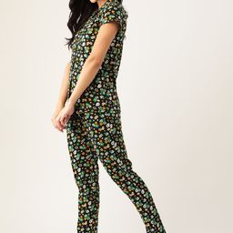 ETC Women Black & Yellow Printed Night suit-image-106