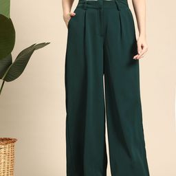 Mast & Harbour Women High-Rise Pleated Trousers-image-89