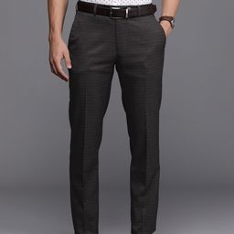 Raymond Men Mid-Rise Slim Fit Checked Formal Trousers-image-0